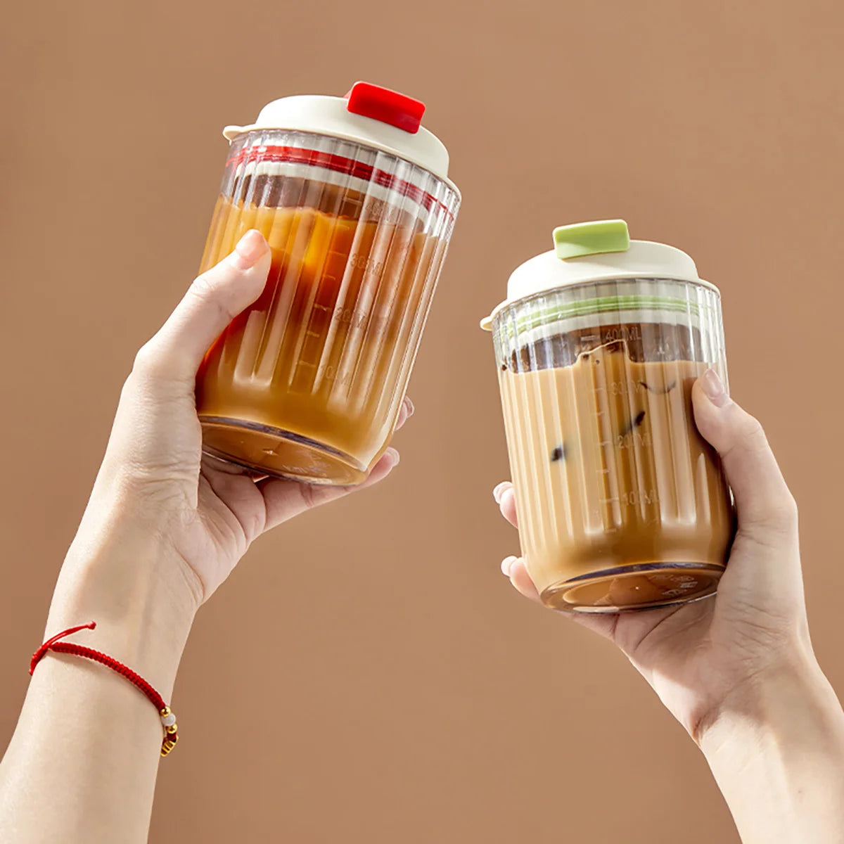 450ml Portable Transparent Plastic Coffee Cup, Heat-Resistant Water Cup, Reusable, Leak-Proof Milk Coffee Cup