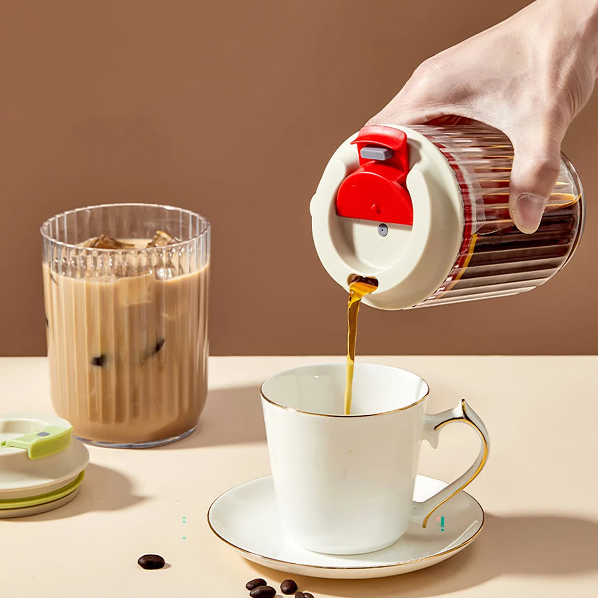 450ml Portable Transparent Plastic Coffee Cup, Heat-Resistant Water Cup, Reusable, Leak-Proof Milk Coffee Cup