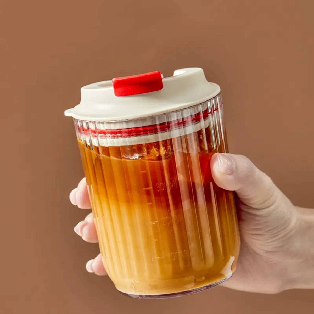 450ml Portable Transparent Plastic Coffee Cup, Heat-Resistant Water Cup, Reusable, Leak-Proof Milk Coffee Cup