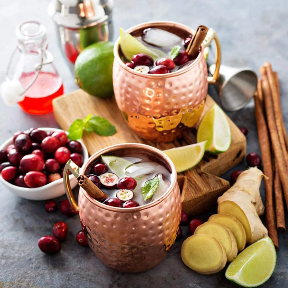 8-1PCS 500ML Moscow Mule Copper Mugs Metal Mug Cup Stainless Steel Copper Goblet Anti-fall Wine Cup Champagne Party Bar Tool